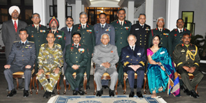 Governor of Arunachal Pradesh Lt. Gen (Retd) Nirbhay Sharma with members of National Defence College team at Raj Bhawan, Itanagar on 28th January 2014.